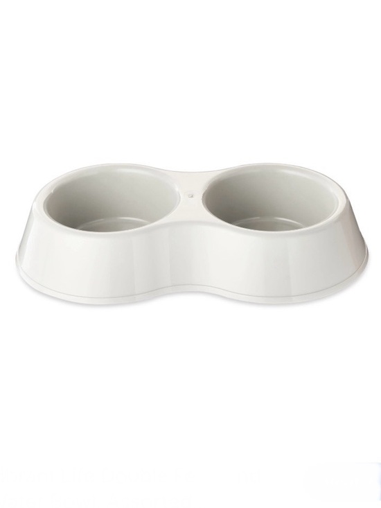 Other - Beige Cream Double Pet Bowl for Dog / Cat Feeding Dish Suitable for Food & Water